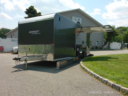 New NITRO BRAND, Elevation Model 8.5X20 Aluminum Frame Enclosed Car Trailer , 1.950 lbs empty weight! 7,000 GVWR, with Big Escape Door and other Options! ID#009101