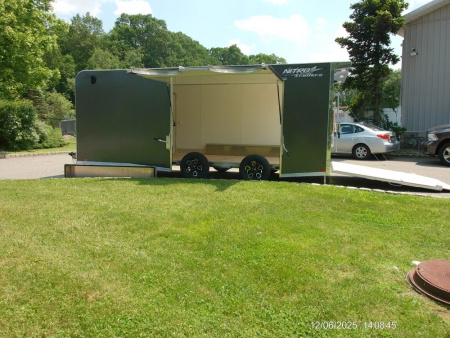 New NITRO BRAND, Elevation Model 8.5X20 Aluminum Frame Enclosed Car Trailer , 1.950 lbs empty weight! 7,000 GVWR, with Big Escape Door and other Options! ID#009101