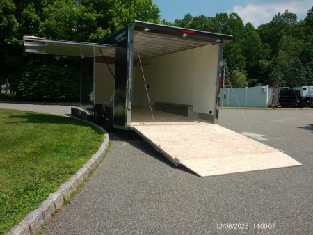 New NITRO BRAND, Elevation Model 8.5X20 Aluminum Frame Enclosed Car Trailer , 1.950 lbs empty weight! 7,000 GVWR, with Big Escape Door and other Options! ID#009101