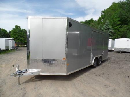 New ALCOM BRAND , Enclosed Car Trailer, 8.5X20 V nose , 7,000 lb. GVWR , Silver Exterior , Frame Lightweight, 2,000 lbs. empty weight. ID # 004569