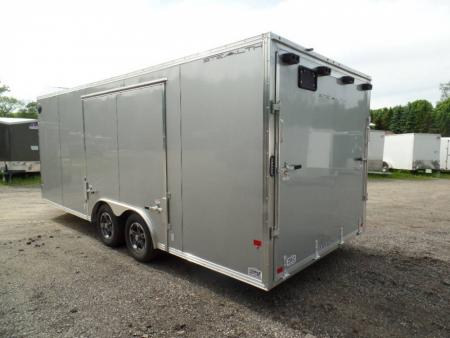 New ALCOM BRAND , Enclosed Car Trailer, 8.5X20 V nose , 7,000 lb. GVWR , Silver Exterior , Frame Lightweight, 2,000 lbs. empty weight. ID # 004569