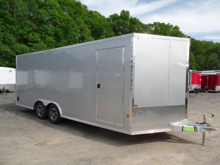 New ALCOM BRAND , Enclosed Car Trailer, 8.5X20 V nose , 7,000 lb. GVWR , Silver Exterior , Frame Lightweight, 2,000 lbs. empty weight. ID # 004569