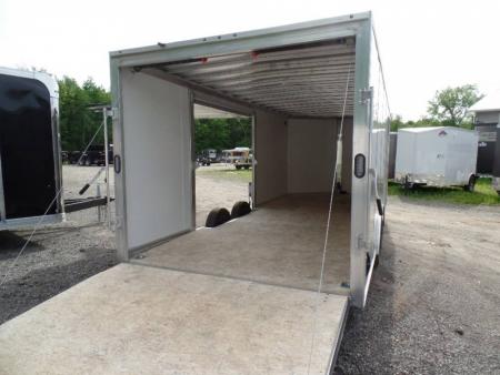 New ALCOM BRAND , Enclosed Car Trailer, 8.5X20 V nose , 7,000 lb. GVWR , Silver Exterior , Frame Lightweight, 2,000 lbs. empty weight. ID # 004569
