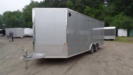New ALCOM BRAND , Enclosed Car Trailer, 8.5X20 V nose , 7,000 lb. GVWR , Silver Exterior , Frame Lightweight, 2,000 lbs. empty weight. ID # 004569