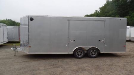 New ALCOM BRAND , Enclosed Car Trailer, 8.5X20 V nose , 7,000 lb. GVWR , Silver Exterior , Frame Lightweight, 2,000 lbs. empty weight. ID # 004569