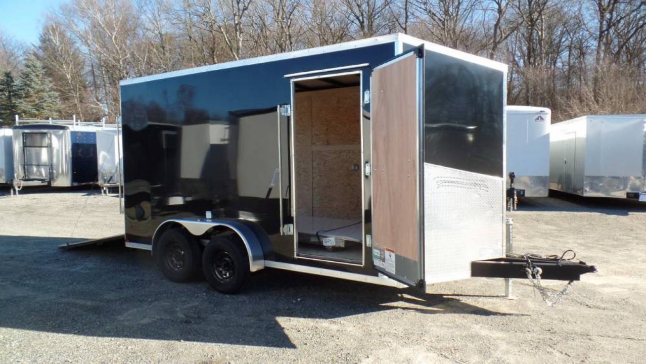 New EXAMPLE / 7X14 Enclosed Cargo Trailer, with UTV upgrade package, 85 interior height, 78 tall at the Ramp Door, NEW Polycore Exterior!