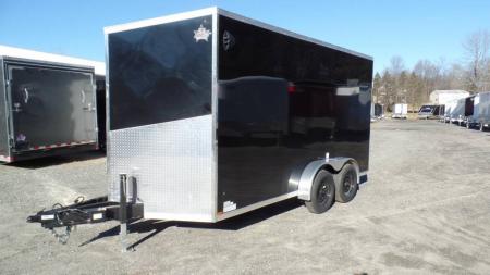 New EXAMPLE / 7X14 Enclosed Cargo Trailer, with UTV upgrade package, 85 interior height, 78 tall at the Ramp Door, NEW Polycore Exterior!