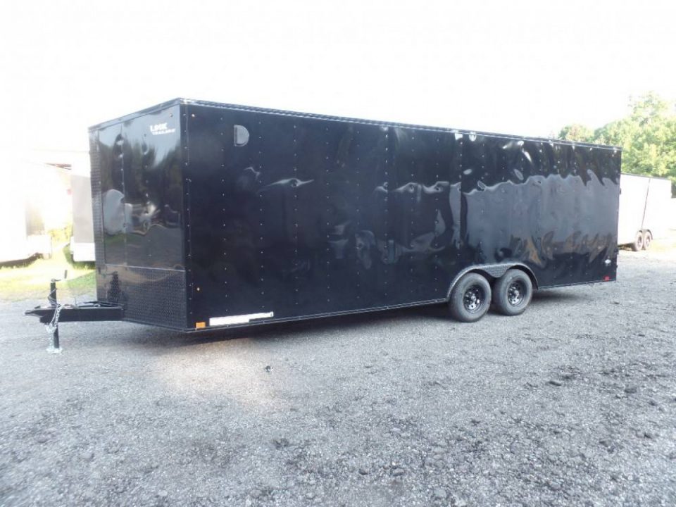 New EXAMPLE / 8.5X24 Enclosed Car Trailer / Black with Black Out Special Ops Look Trim! 7 ft. Interior Height