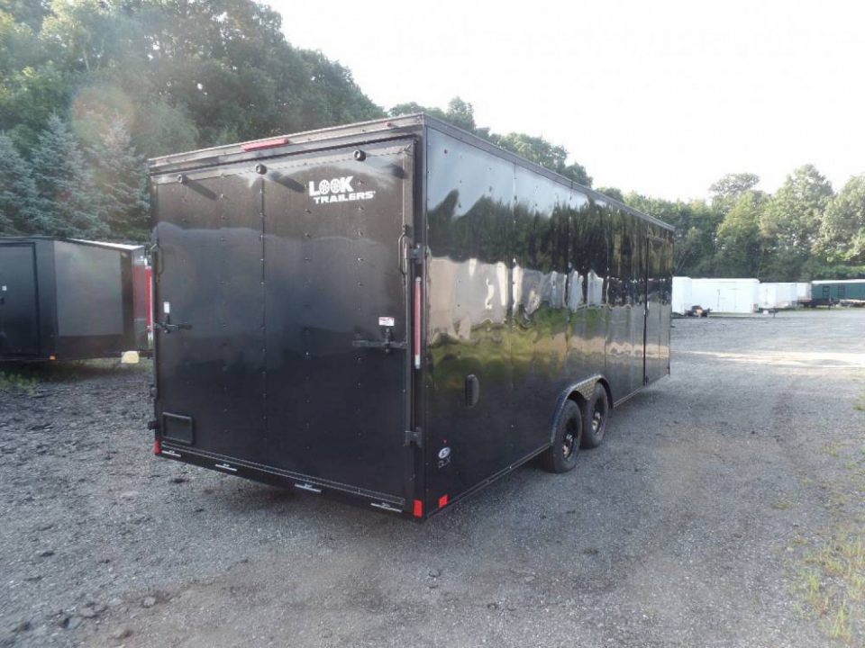 New EXAMPLE / 8.5X24 Enclosed Car Trailer / Black with Black Out Special Ops Look Trim! 7 ft. Interior Height