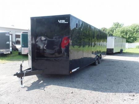 New EXAMPLE / 8.5X24 Enclosed Car Trailer / Black with Black Out Special Ops Look Trim! 7 ft. Interior Height