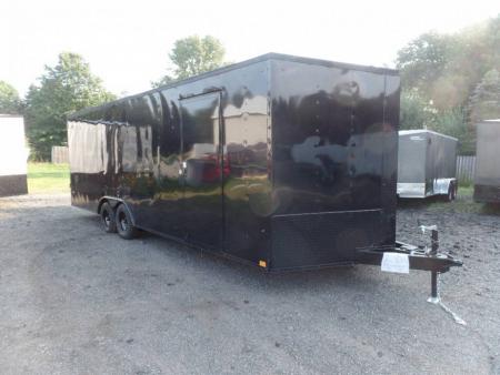 New EXAMPLE / 8.5X24 Enclosed Car Trailer / Black with Black Out Special Ops Look Trim! 7 ft. Interior Height