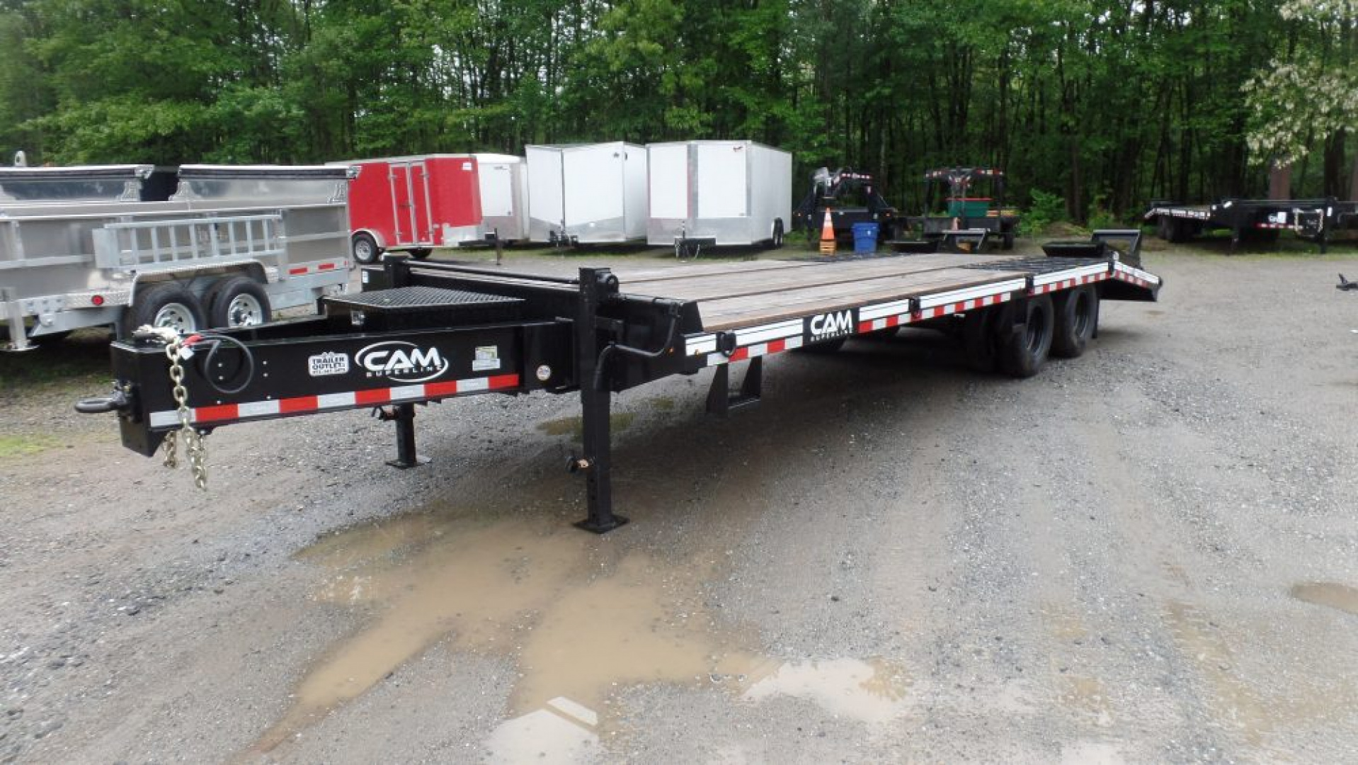 New CAM Superline, 10 Ton Payload Equipment Trailer. / 25,900 lb. GVWR ( No FET) , 20 ft. flat deck plus 5 ft. beavertail, Wood Filled Ramps, Empty Weight 6,450 lbs.  ID#541395