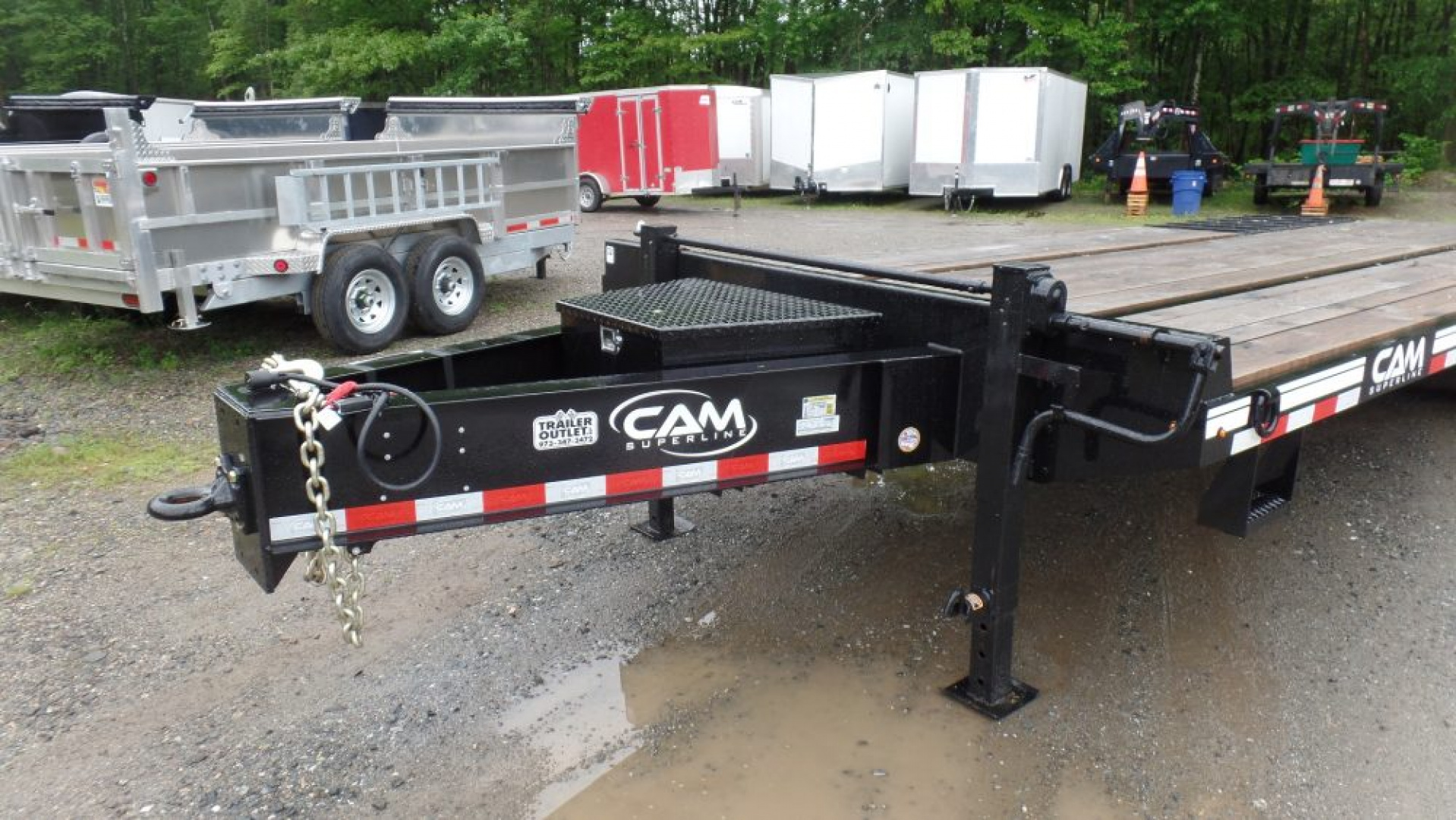 New CAM Superline, 10 Ton Payload Equipment Trailer. / 25,900 lb. GVWR ( No FET) , 20 ft. flat deck plus 5 ft. beavertail, Wood Filled Ramps, Empty Weight 6,450 lbs.  ID#541395