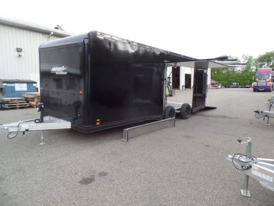 New EXAMPLE / NITRO BRAND 8.5x24 ALL ALUMINUM FRAME CAR HAULER, with OPTIONS! Our ID# 008800