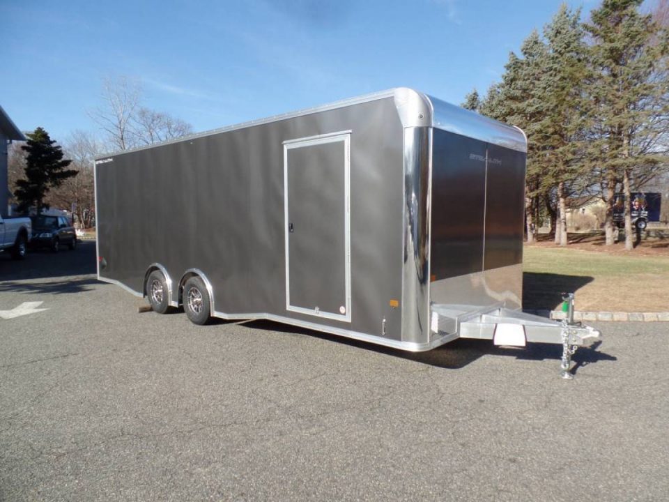 New EXAMPLE / 8.5X24 Alcom Stealth Enclosed Car Trailer with Big Escape Door, Aluminum Frame, Torflex Axles, Finished Interior. ID# 146971