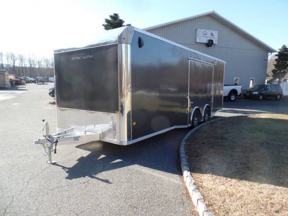 New EXAMPLE / 8.5X24 Alcom Stealth Enclosed Car Trailer with Big Escape Door, Aluminum Frame, Torflex Axles, Finished Interior. ID# 146971