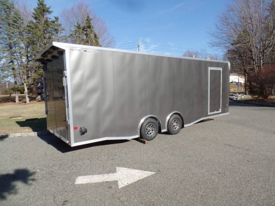 New EXAMPLE / 8.5X24 Alcom Stealth Enclosed Car Trailer with Big Escape Door, Aluminum Frame, Torflex Axles, Finished Interior. ID# 146971