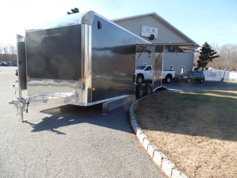 New EXAMPLE / 8.5X24 Alcom Stealth Enclosed Car Trailer with Big Escape Door, Aluminum Frame, Torflex Axles, Finished Interior. ID# 146971