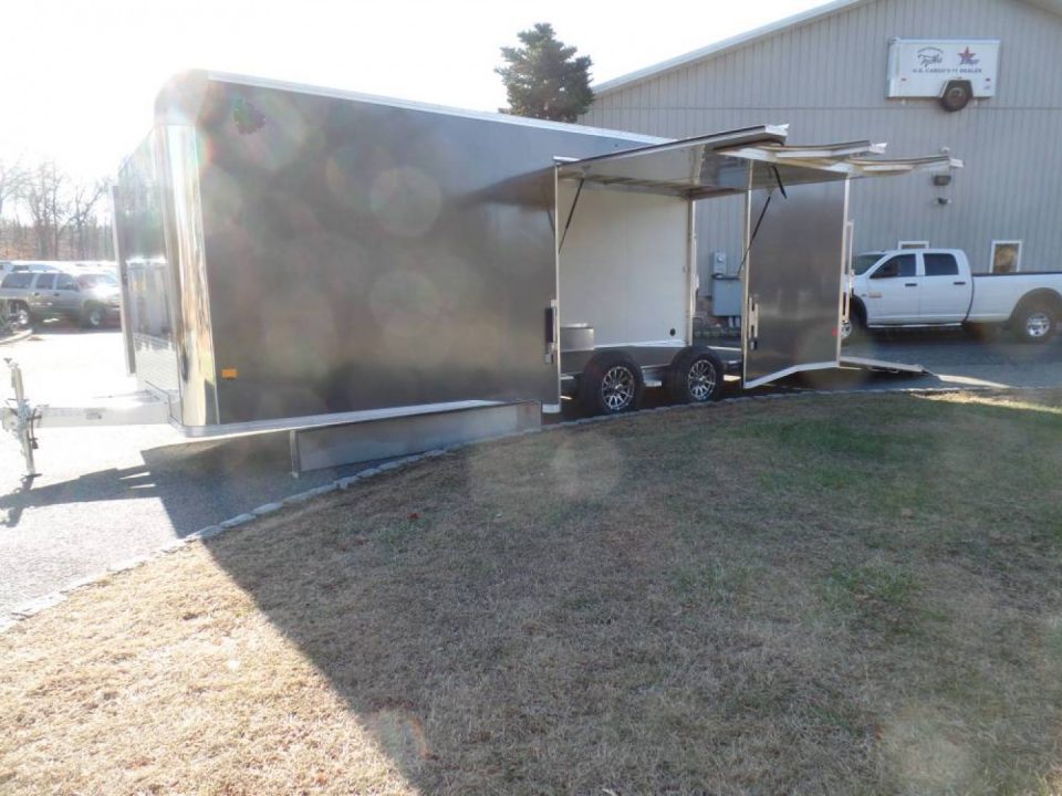 New EXAMPLE / 8.5X24 Alcom Stealth Enclosed Car Trailer with Big Escape Door, Aluminum Frame, Torflex Axles, Finished Interior. ID# 146971