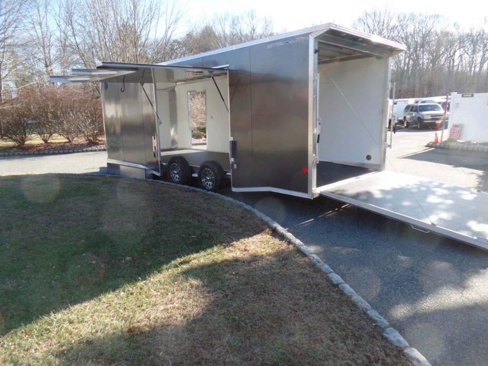 New EXAMPLE / 8.5X24 Alcom Stealth Enclosed Car Trailer with Big Escape Door, Aluminum Frame, Torflex Axles, Finished Interior. ID# 146971