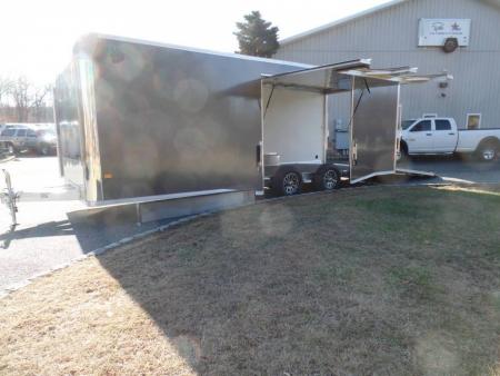 New EXAMPLE / 8.5X24 Alcom Stealth Enclosed Car Trailer with Big Escape Door, Aluminum Frame, Torflex Axles, Finished Interior. ID# 146971
