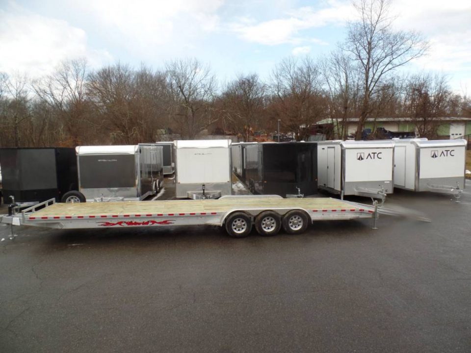 New WOLVERINE BRAND, TWO CAR Transport, open trailer 34 ft. long deck, 7 ft. wide deck. 2 Cars or 3 Side by Sides !  21,000 lb. GVWR, 3,420 lbs. ID#057247