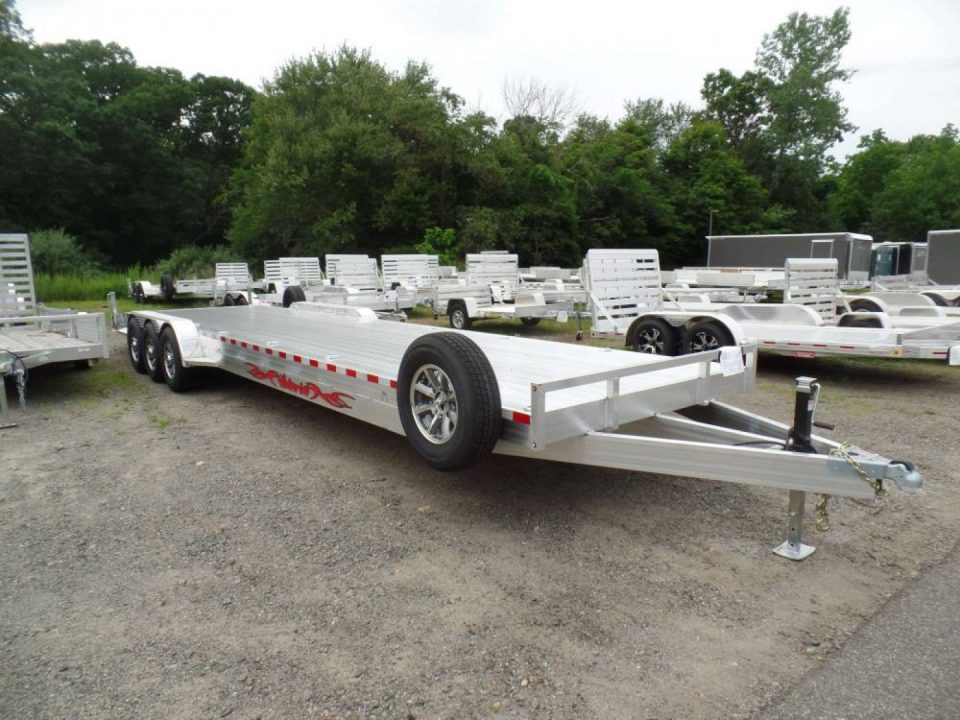 New Two Car Aluminum Trailer, 34 ft. long deck, hold two cars or three sideXsides.