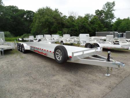 New Two Car Aluminum Trailer, 34 ft. long deck, hold two cars or three sideXsides.
