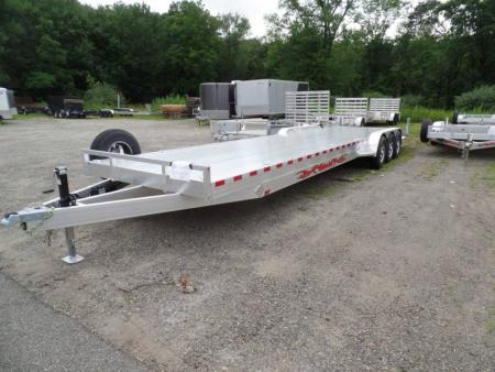 New Two Car Aluminum Trailer, 34 ft. long deck, hold two cars or three sideXsides.