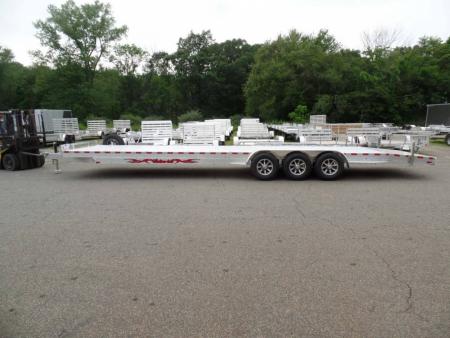 New Two Car Aluminum Trailer, 34 ft. long deck, hold two cars or three sideXsides.