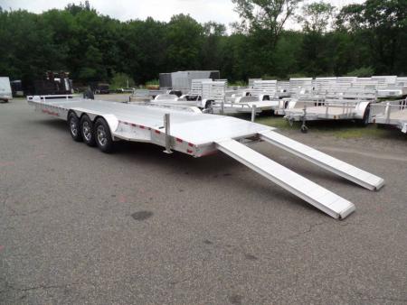 New Two Car Aluminum Trailer, 34 ft. long deck, hold two cars or three sideXsides.
