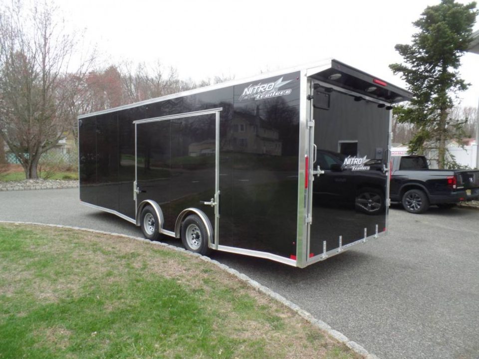 New EXAMPLE / NITRO 8.5X24 Enclosed Car Trailer, NEW .085 Polycore Exterior ( no ripples ), Big Escape Door, Torflex Axles, Aluminum Frame! our ID# 008547