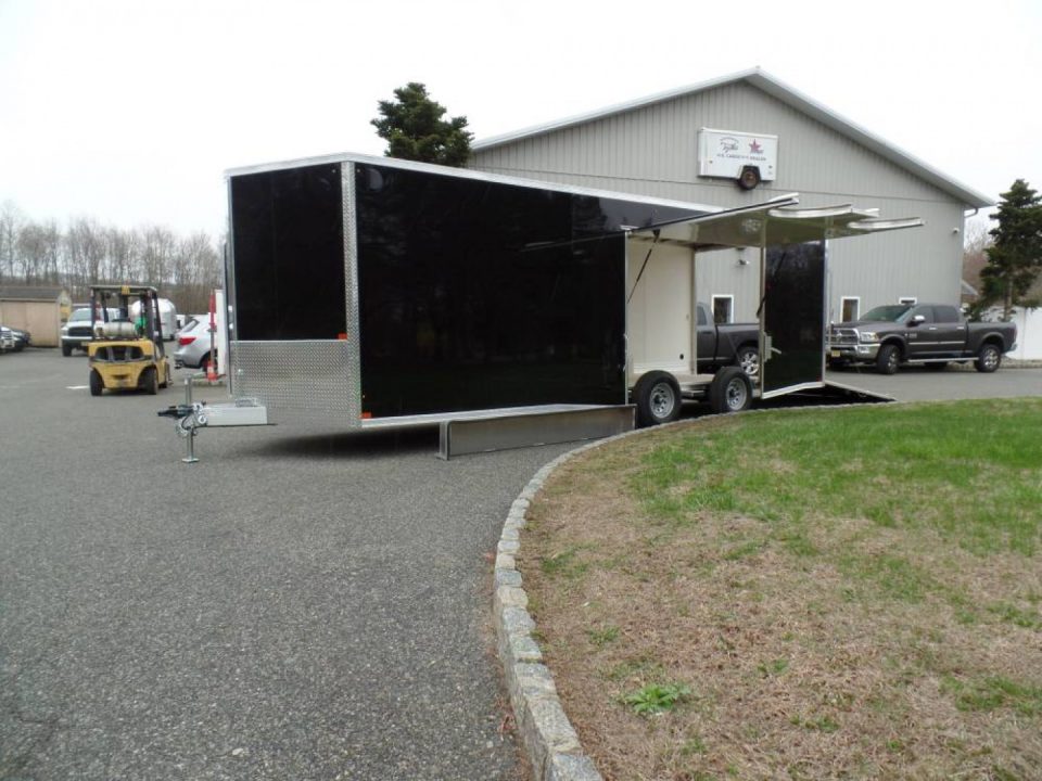 New EXAMPLE / NITRO 8.5X24 Enclosed Car Trailer, NEW .085 Polycore Exterior ( no ripples ), Big Escape Door, Torflex Axles, Aluminum Frame! our ID# 008547