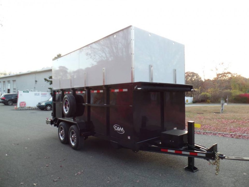 New EXAMPLE / Dump Trailer with Leaf Vacuum and Enclosure for Leaves, and swing away mount 270 degree mount