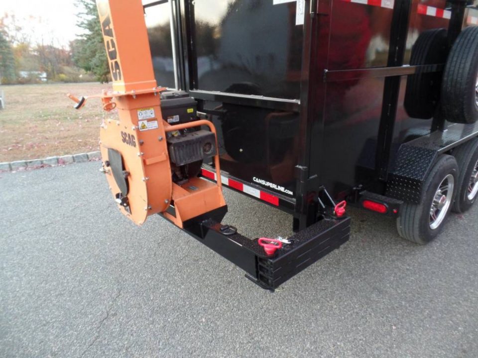 New EXAMPLE / Dump Trailer with Leaf Vacuum and Enclosure for Leaves, and swing away mount 270 degree mount
