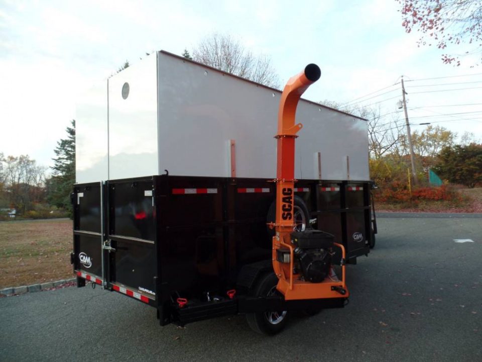 New EXAMPLE / Dump Trailer with Leaf Vacuum and Enclosure for Leaves, and swing away mount 270 degree mount