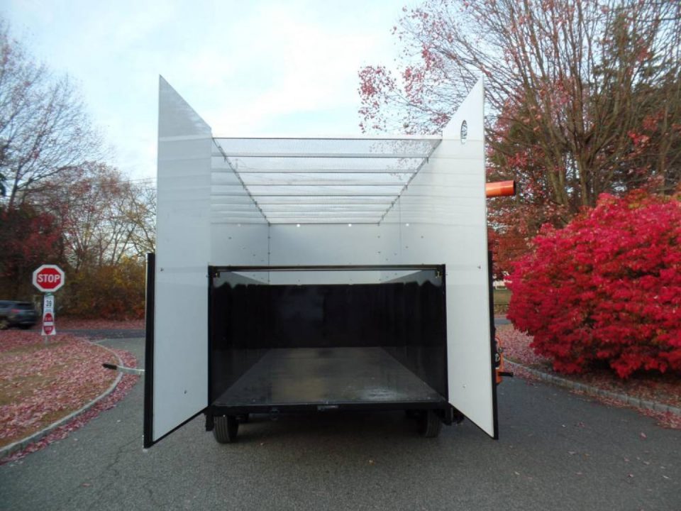 New EXAMPLE / Dump Trailer with Leaf Vacuum and Enclosure for Leaves, and swing away mount 270 degree mount