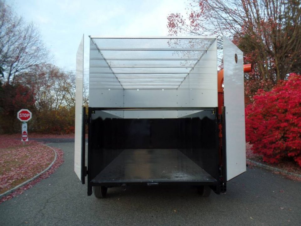 New EXAMPLE / Dump Trailer with Leaf Vacuum and Enclosure for Leaves, and swing away mount 270 degree mount