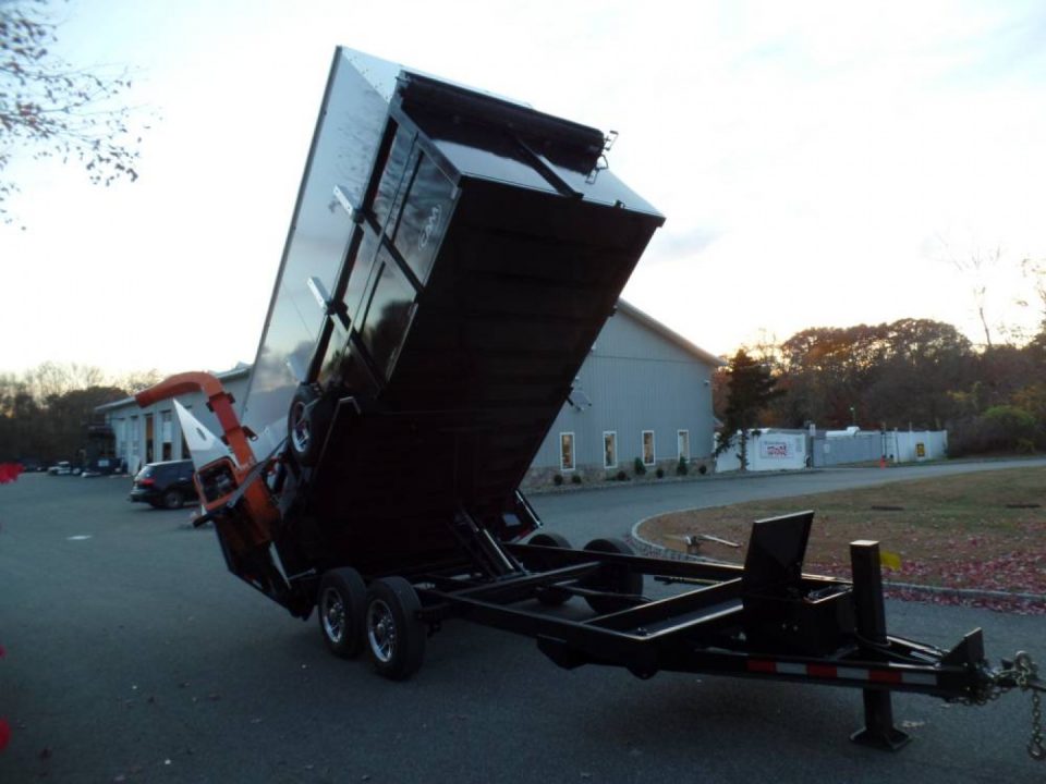 New EXAMPLE / Dump Trailer with Leaf Vacuum and Enclosure for Leaves, and swing away mount 270 degree mount