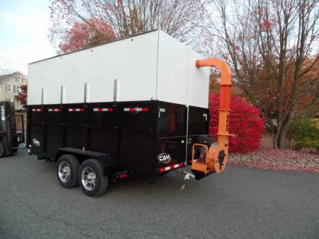 New EXAMPLE / Dump Trailer with Leaf Vacuum and Enclosure for Leaves, and swing away mount 270 degree mount