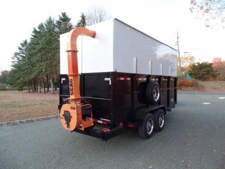 New EXAMPLE / Dump Trailer with Leaf Vacuum and Enclosure for Leaves, and swing away mount 270 degree mount