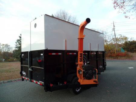 New EXAMPLE / Dump Trailer with Leaf Vacuum and Enclosure for Leaves, and swing away mount 270 degree mount