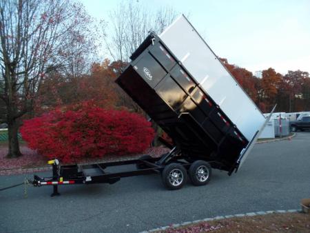 New EXAMPLE / Dump Trailer with Leaf Vacuum and Enclosure for Leaves, and swing away mount 270 degree mount