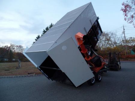 New EXAMPLE / Dump Trailer with Leaf Vacuum and Enclosure for Leaves, and swing away mount 270 degree mount