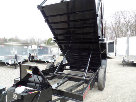 New DUMP TRAILER 7X14X4ft. sides, 14,000 lb. GVWR, 14.5 Yards, with Barn Doors, Ramps, Tarp and Roller, Heavy Duty Framing our ID# 014367