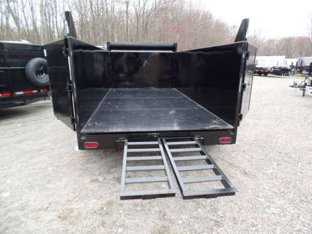 New DUMP TRAILER 7X14X4ft. sides, 14,000 lb. GVWR, 14.5 Yards, with Barn Doors, Ramps, Tarp and Roller, Heavy Duty Framing our ID# 014367
