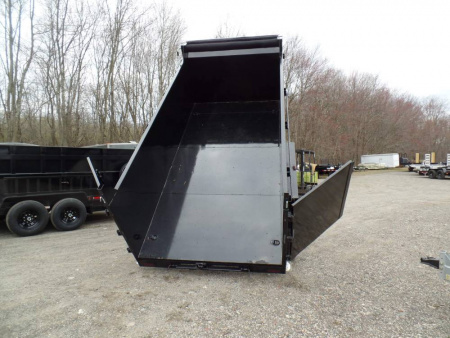 New DUMP TRAILER 7X14X4ft. sides, 14,000 lb. GVWR, 14.5 Yards, with Barn Doors, Ramps, Tarp and Roller, Heavy Duty Framing our ID# 014367