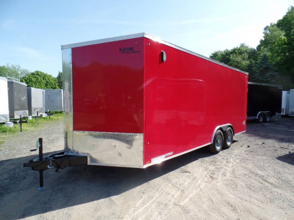 New EXAMPLE / 8.5X20 Enclosed Car Trailer, RED Screwless Exterior, 9,990 GVWR #032865