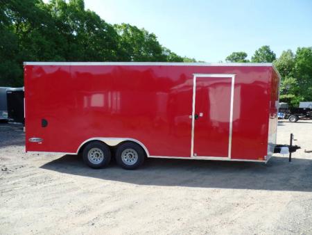 New EXAMPLE / 8.5X20 Enclosed Car Trailer, RED Screwless Exterior, 9,990 GVWR #032865