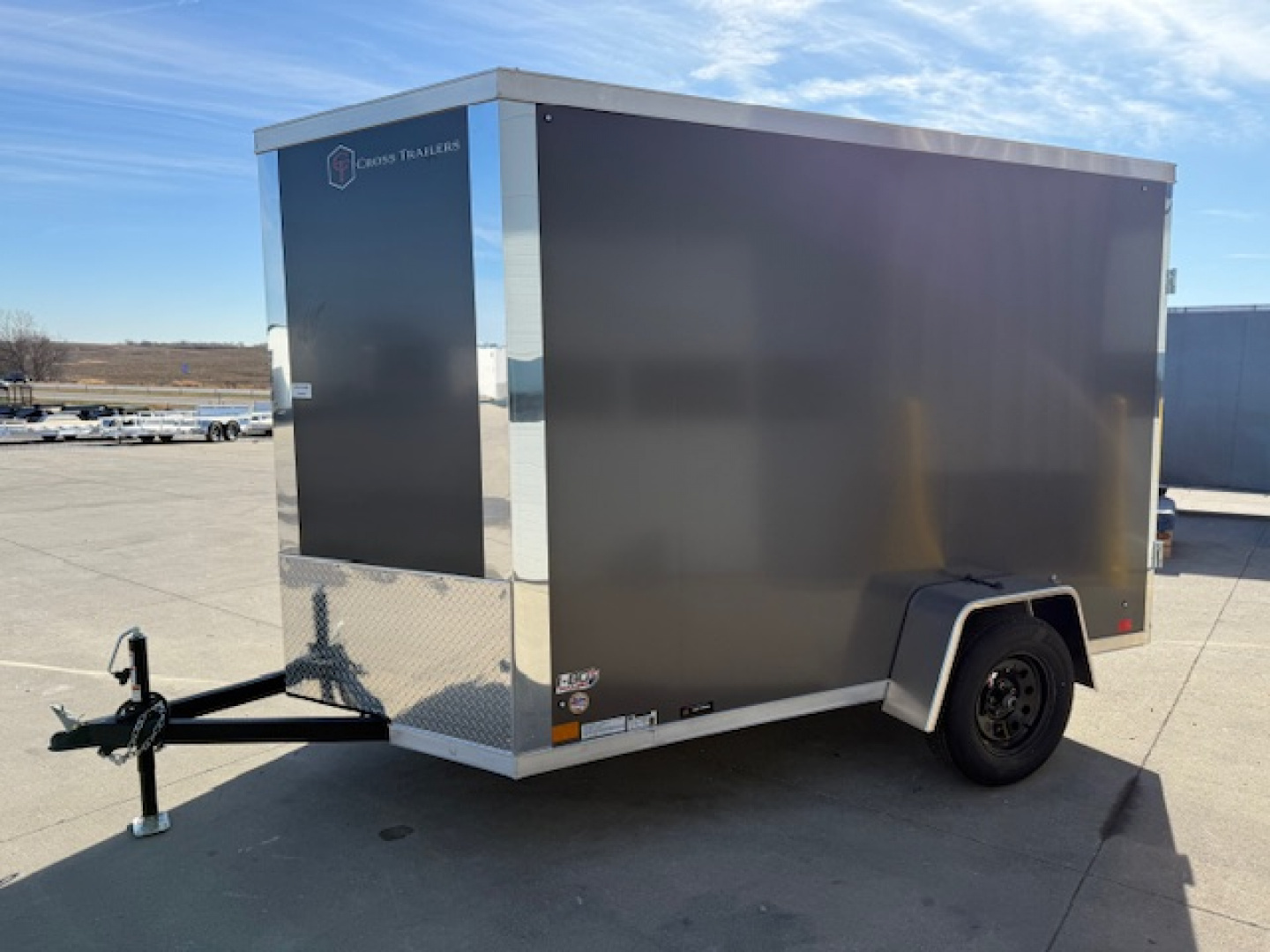 New 2026 Cross Charcoal 6'x10' 3k Alpha Flat Top V-Nose Enclosed Cargo Trailer